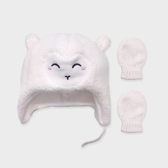 Cat & Jack Critter Beanie and Basic Magic Mitten Set 6-12M - Picture 1 of 5